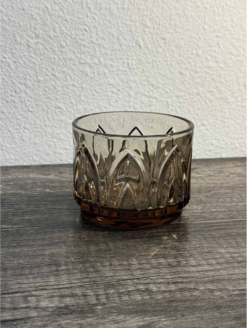 CB2 Buchanan Smoked Stacking Double Old Fashioned Glass 10 oz Smoke Brown